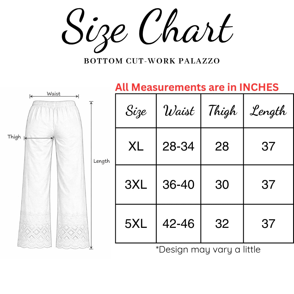 Cotton Palazzo | Bottom Cut-Work Embroidery | Cream Color